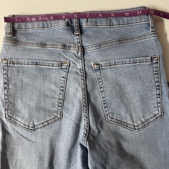 Forever 21 Light Wash Blue High Waisted Knee-Slit Skinny Jeans Size 27 EUC - Picture 5 of 12